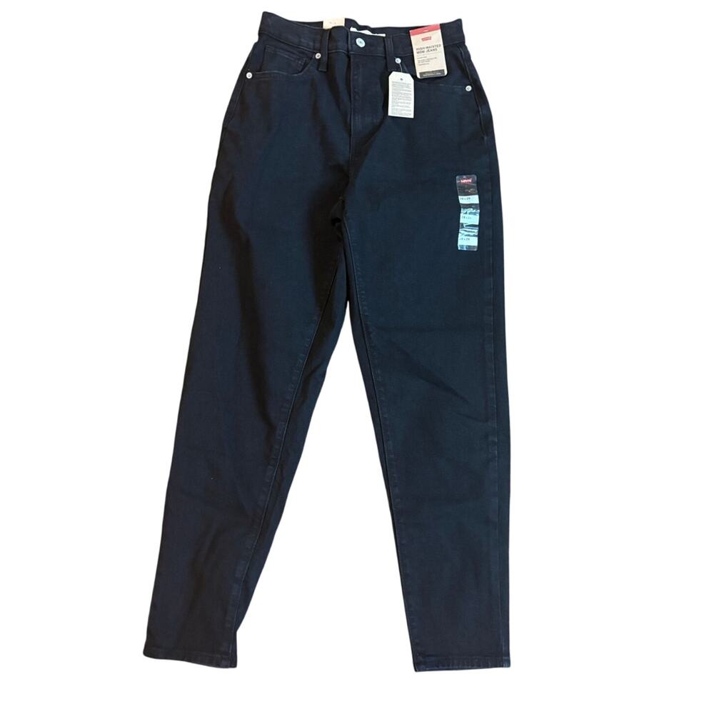 NWT Levi's High-Waisted Mom Black Stretch Denim Tapered Jeans Size 25x29